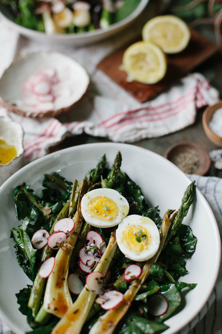 Dandelion Greens with Asparagus, Spring Onions, Radishes, Eggs - A ...