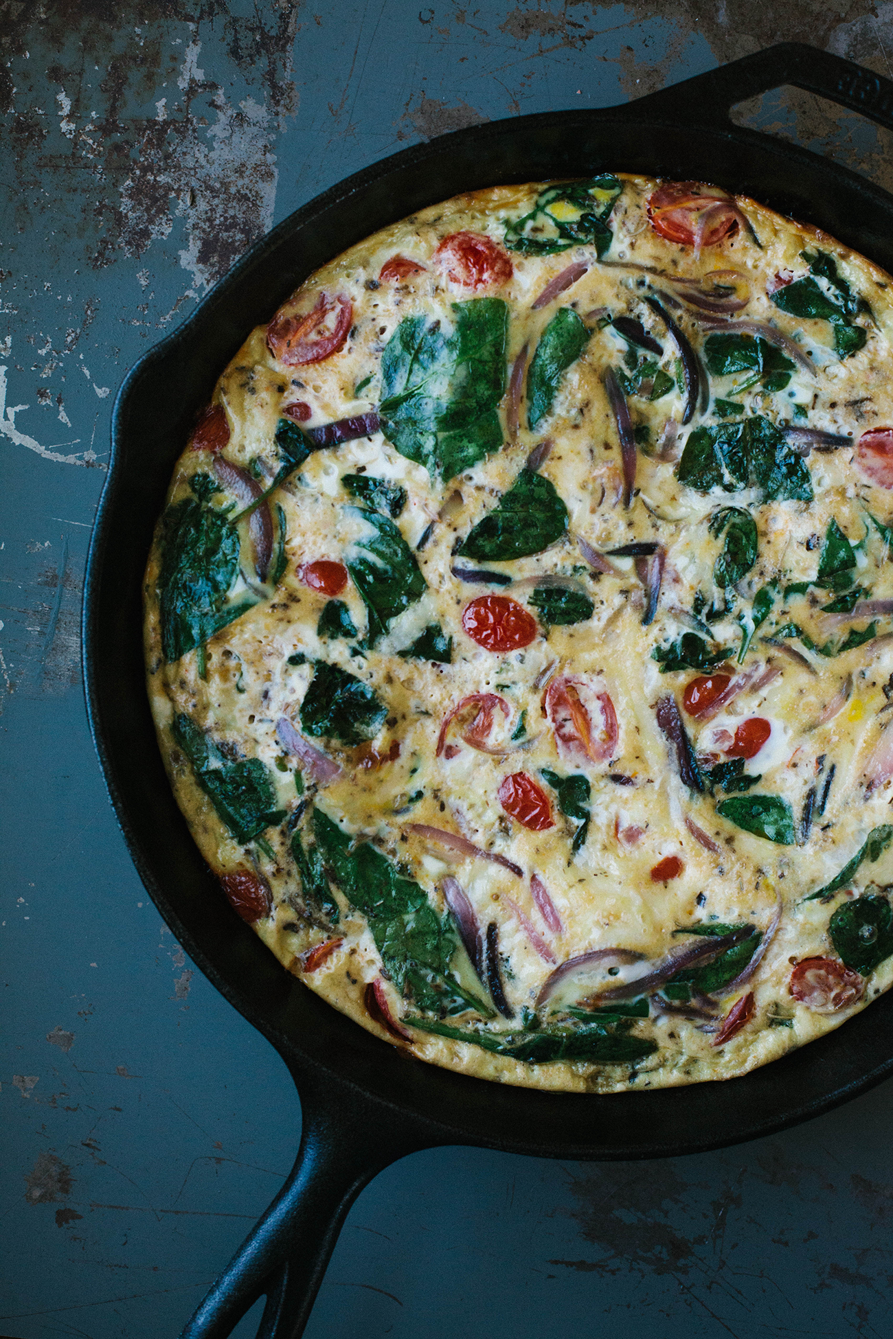 Frittata with Grape Tomatoes, Spinach, and Red Onions - A Daily Something